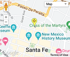 Screenshot of TourSantaFe.info hosting an embedded map.